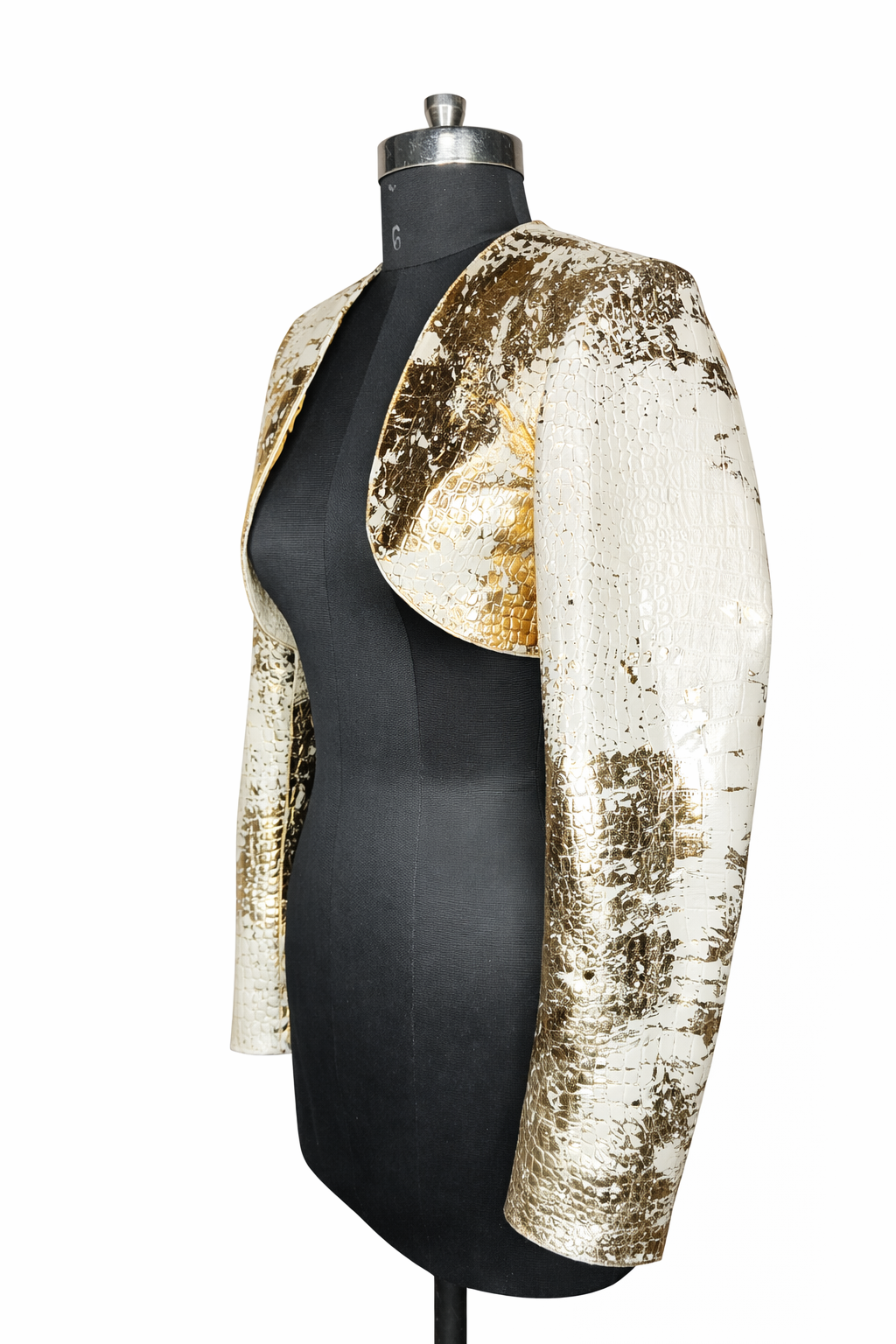 Genuine Lambskin Leather Gold Bolero Jacket