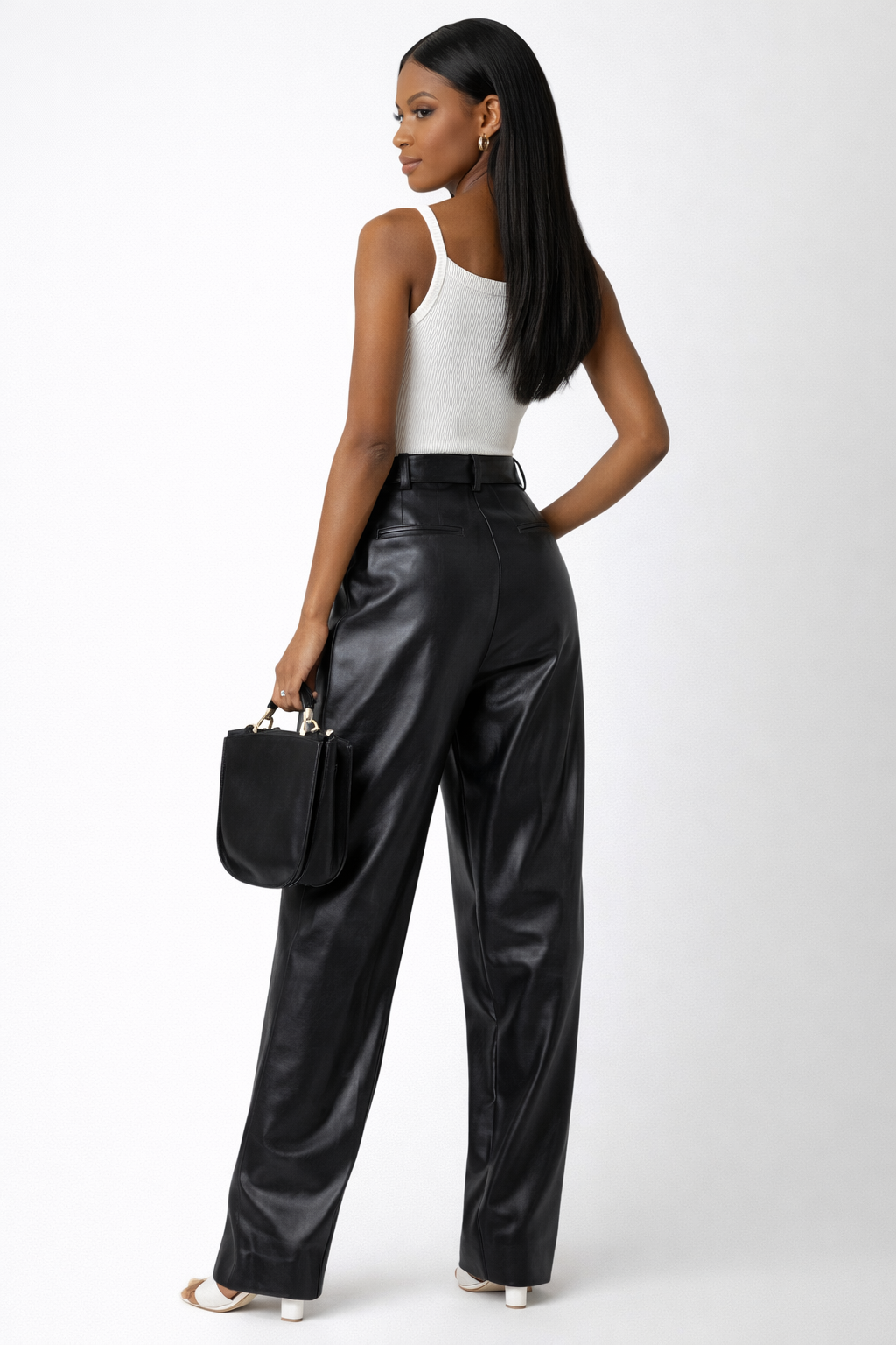 Genuine Lambskin Leather Wide Leg Pants