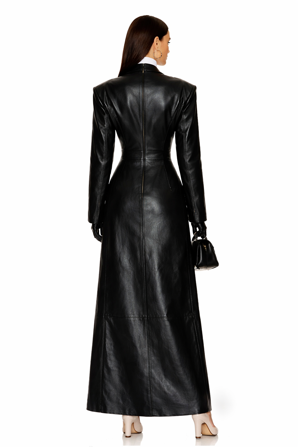 Genuine Lambskin Leather Long Coat Women