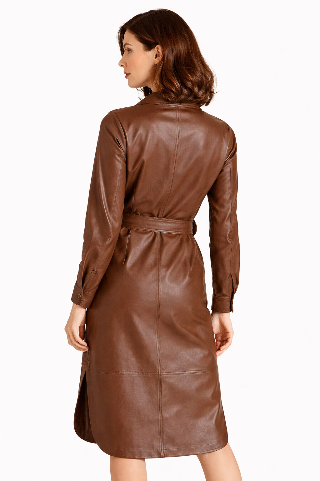 Genuine Lambskin Leather Shirt Dress