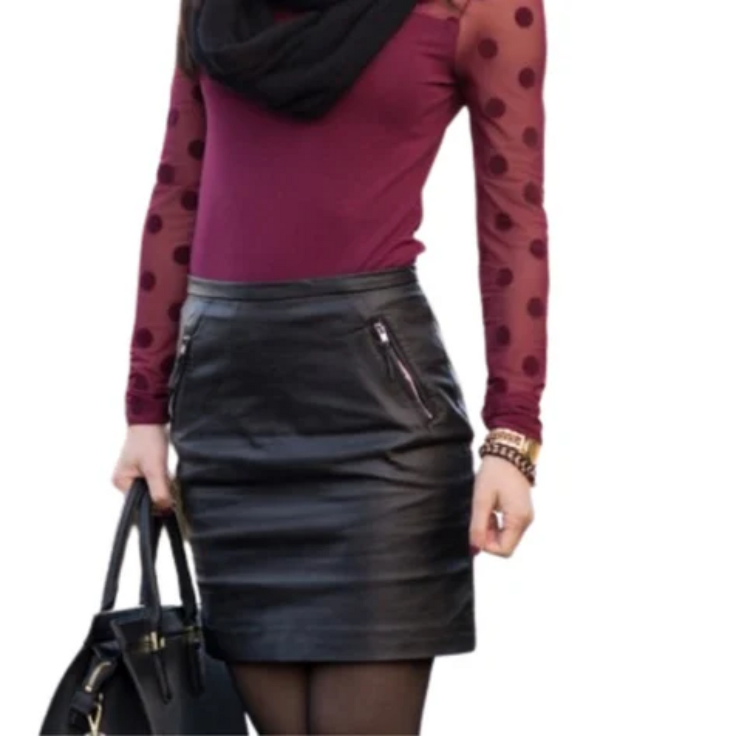 Genuine Lambskin Leather Mini Skirt