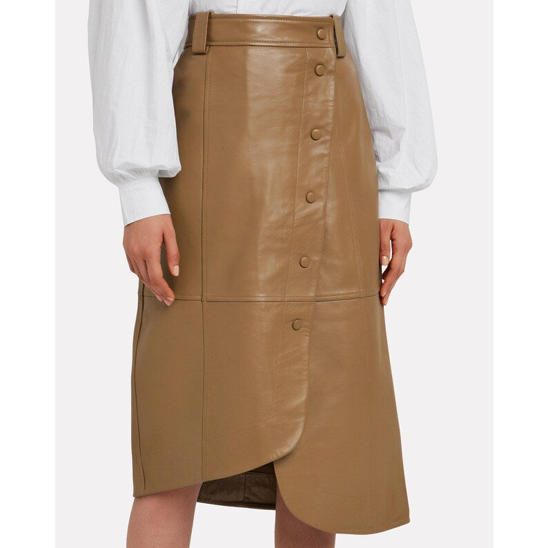 Genuine Lambskin Leather Wrap Skirt