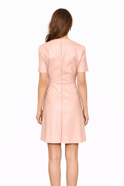 Blush Pink Leather A-Line Dress