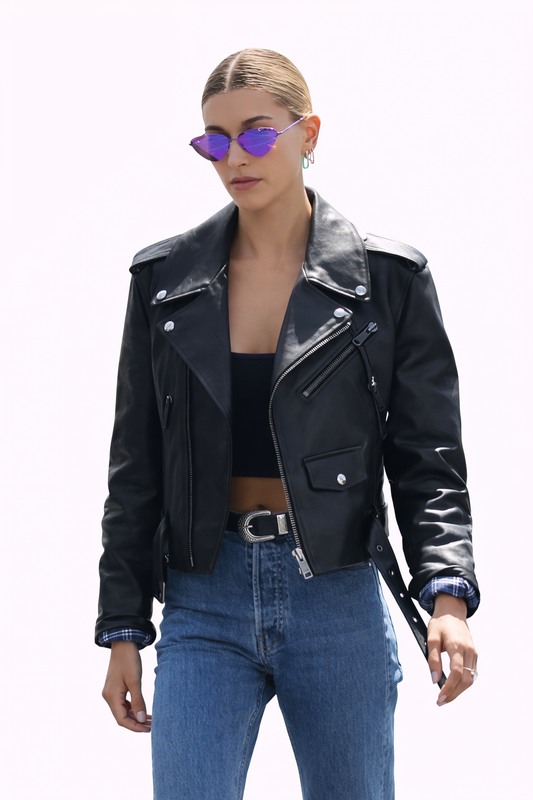 Genuine Lambskin Lambskin Lambskin Leather Biker  Jacket
