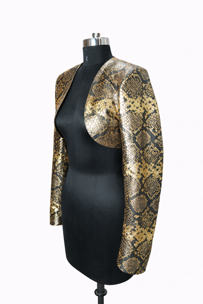 Genuine Lambskin Leather Cropped Bolero Jacket