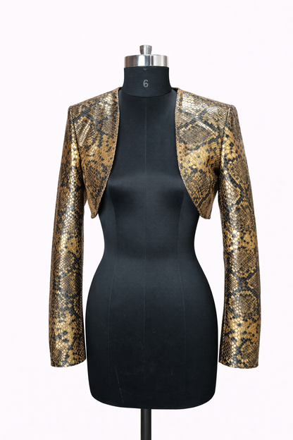 Genuine Lambskin Leather Cropped Bolero Jacket
