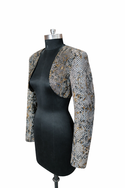 Genuine Lambskin Leather Snake Print Jacket