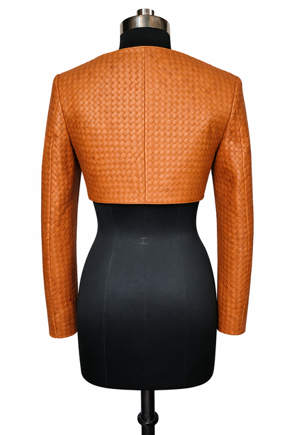 Genuine Lambskin Leather Hand-Woven Jacket