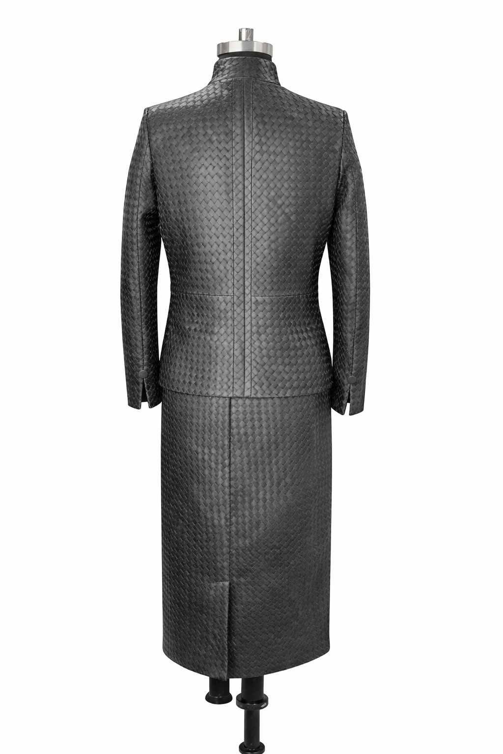 Genuine Lambskin Leather Hand-Woven Jacket & Skirt Set
