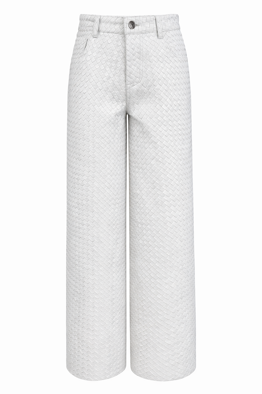 Genuine Lambskin Leather Hand-Woven Wide Leg Pant
