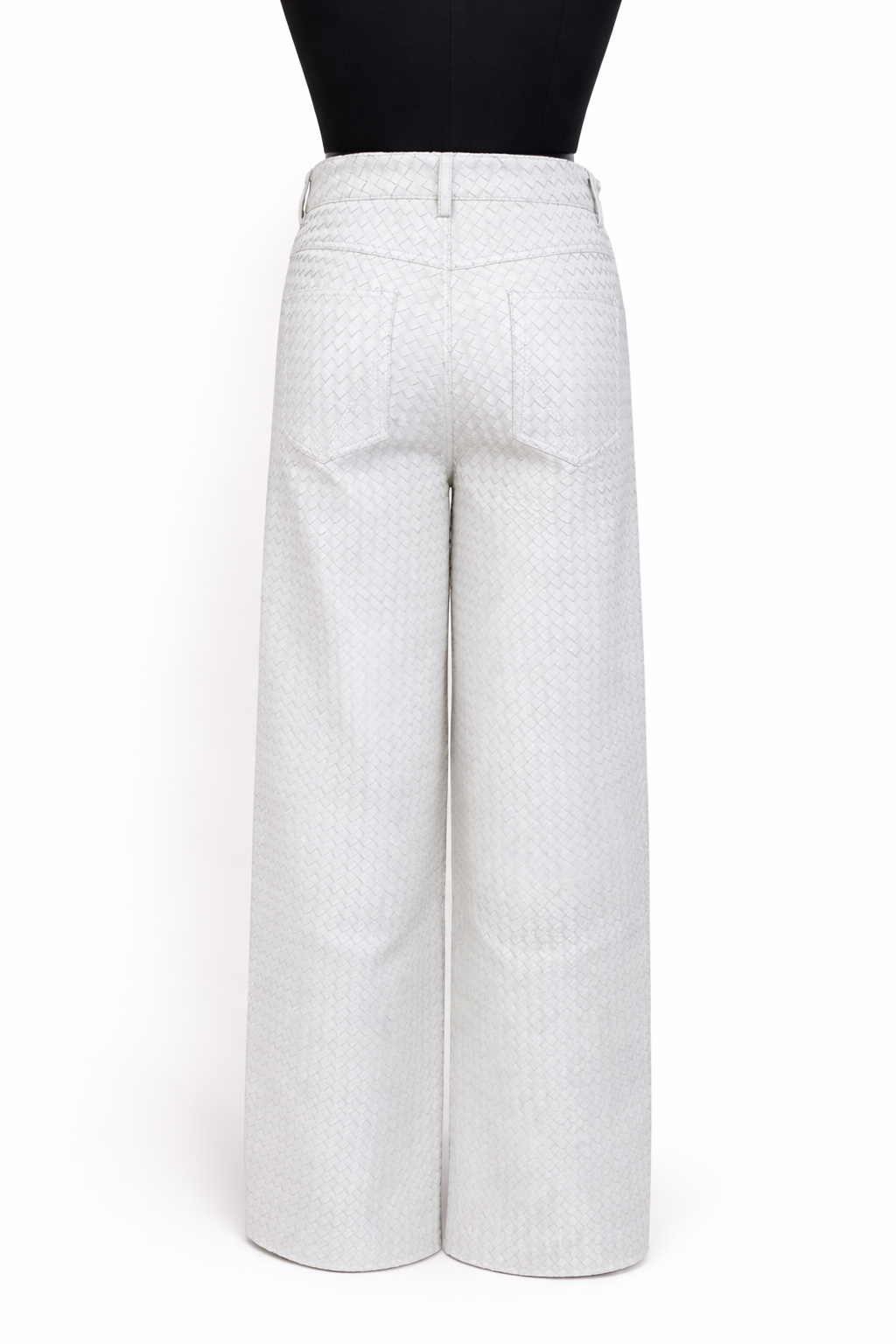 Genuine Lambskin Leather Hand-Woven Wide Leg Pant