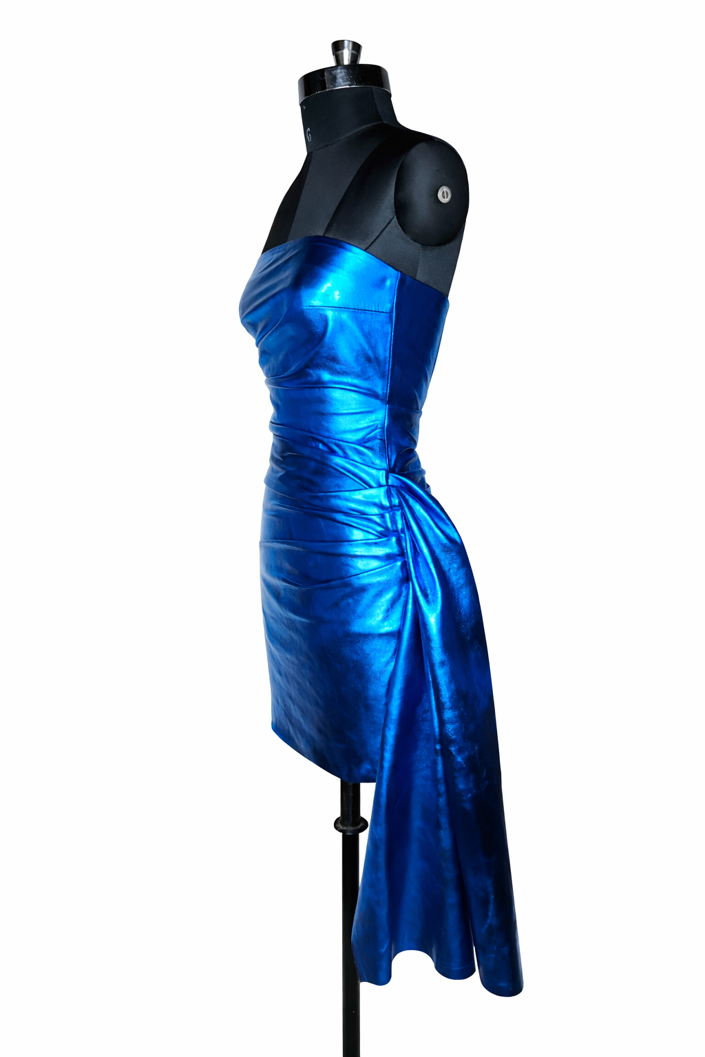 Metallic Blue Strapless Mini Dress