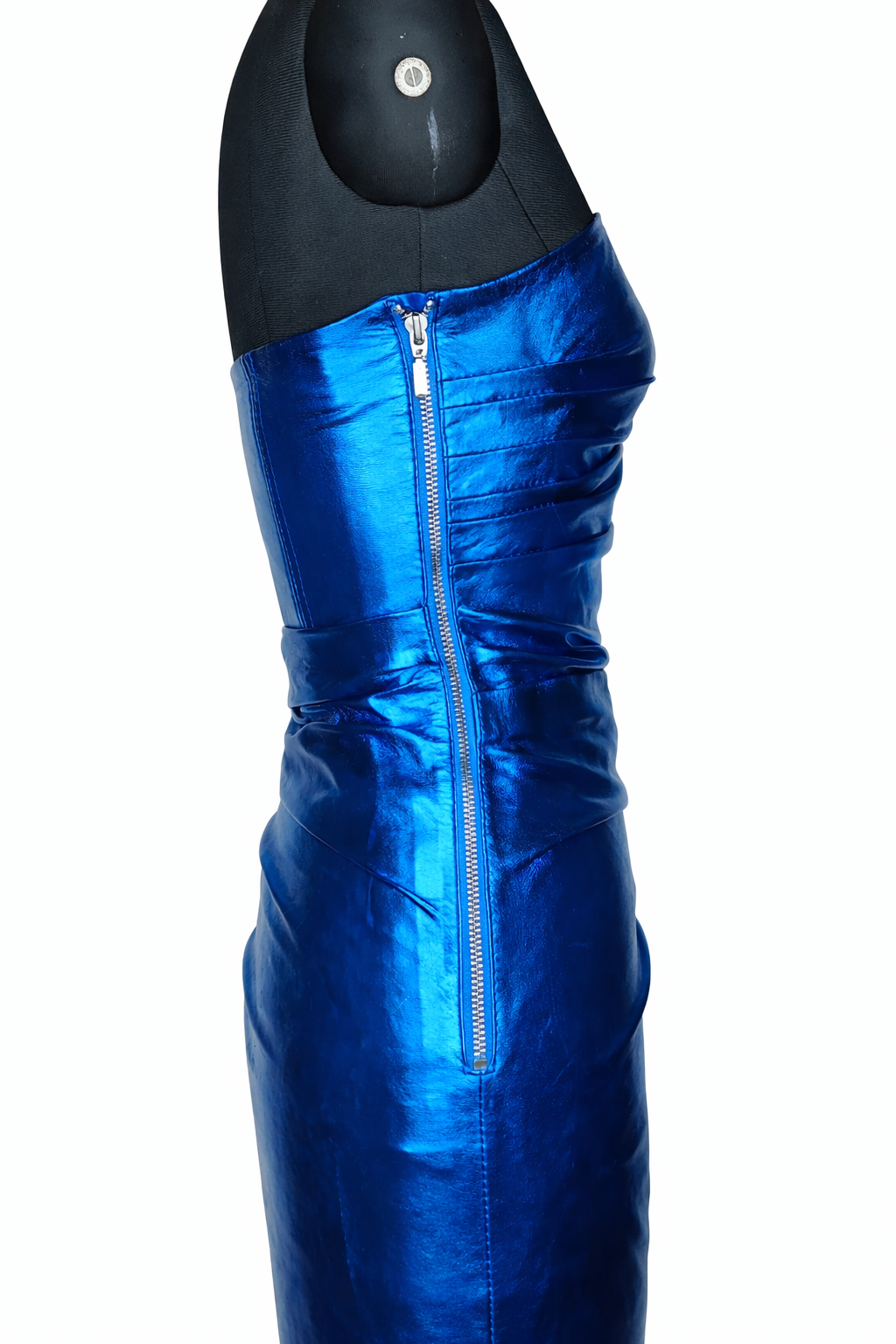 Metallic Blue Strapless Mini Dress