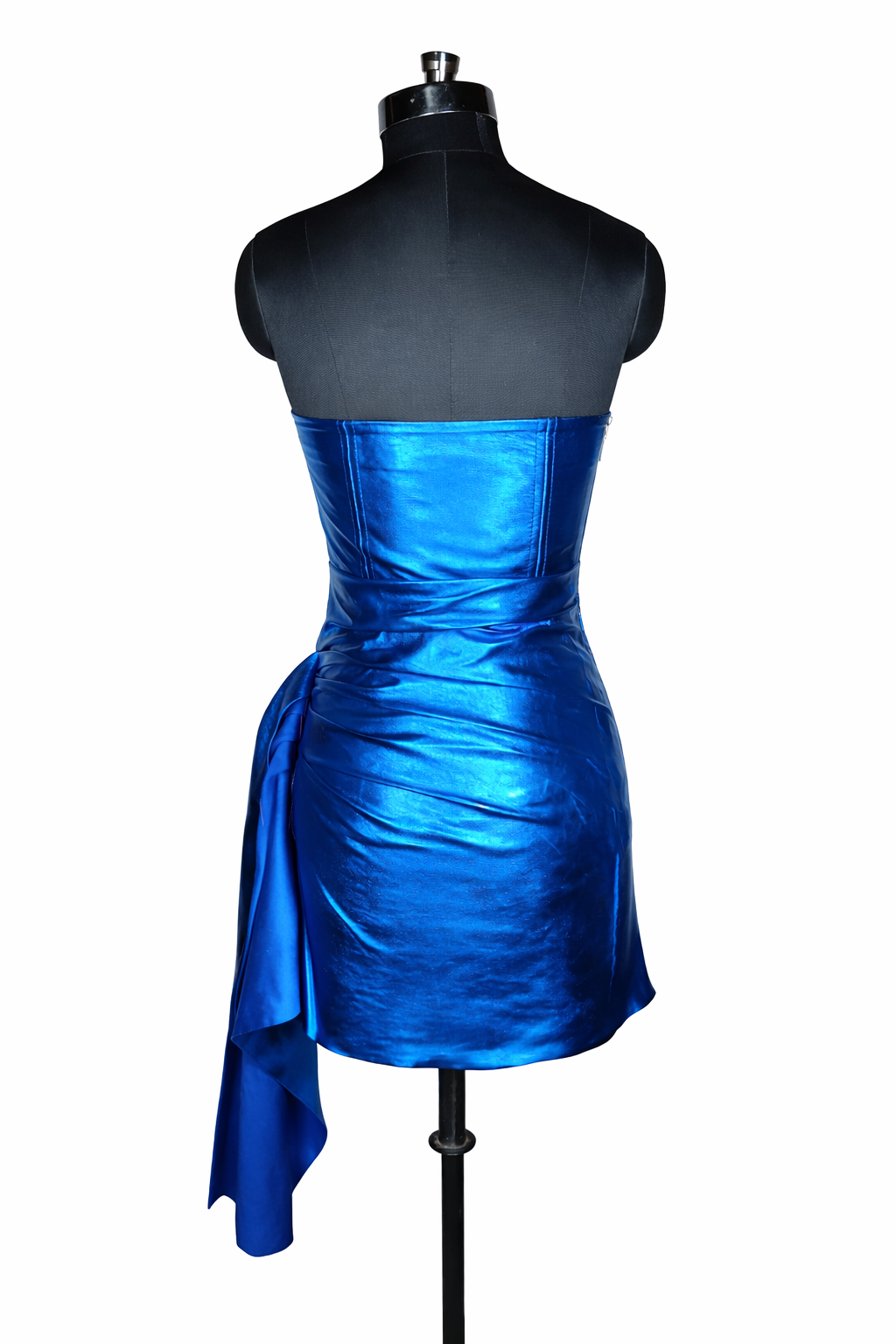 Metallic Blue Strapless Mini Dress