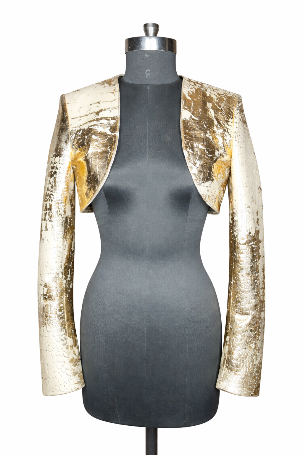 Genuine Lambskin Leather Gold Bolero Jacket