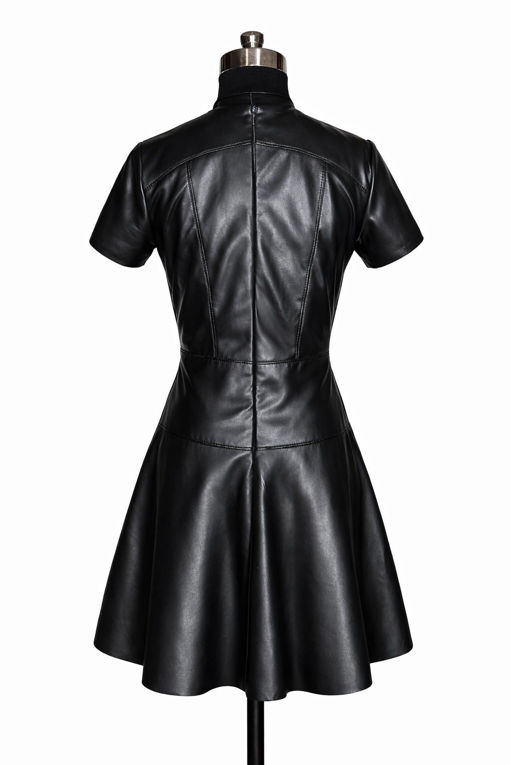 Genuine Lambskin Leather Red Fit & Flare Dress