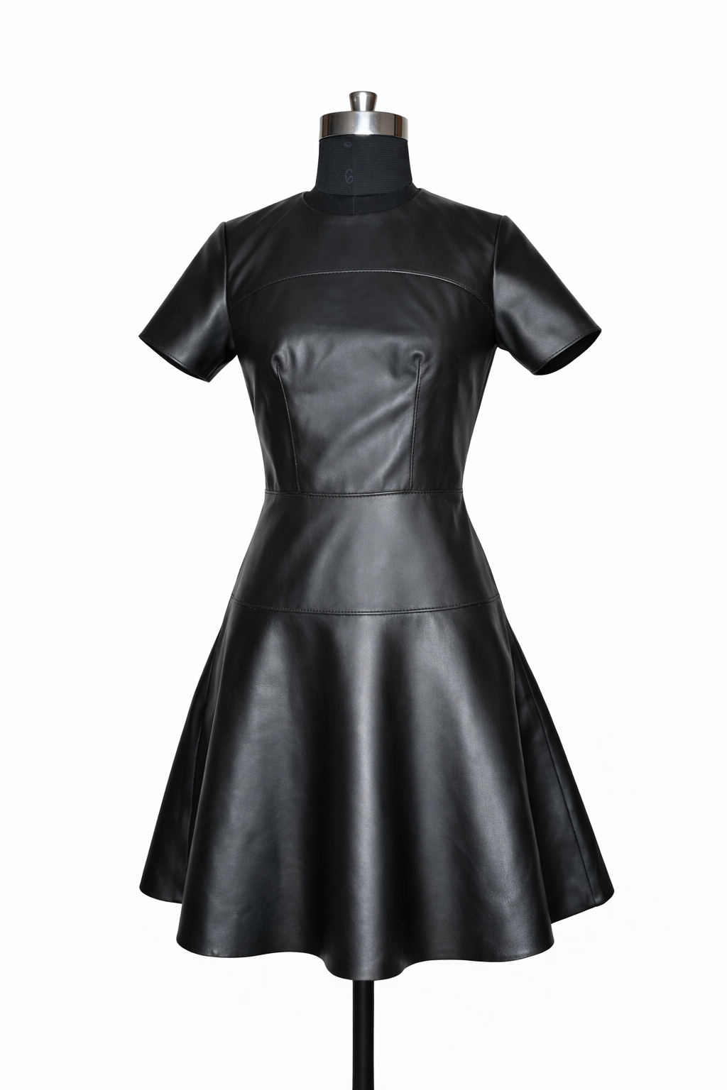 Genuine Lambskin Leather Red Fit & Flare Dress
