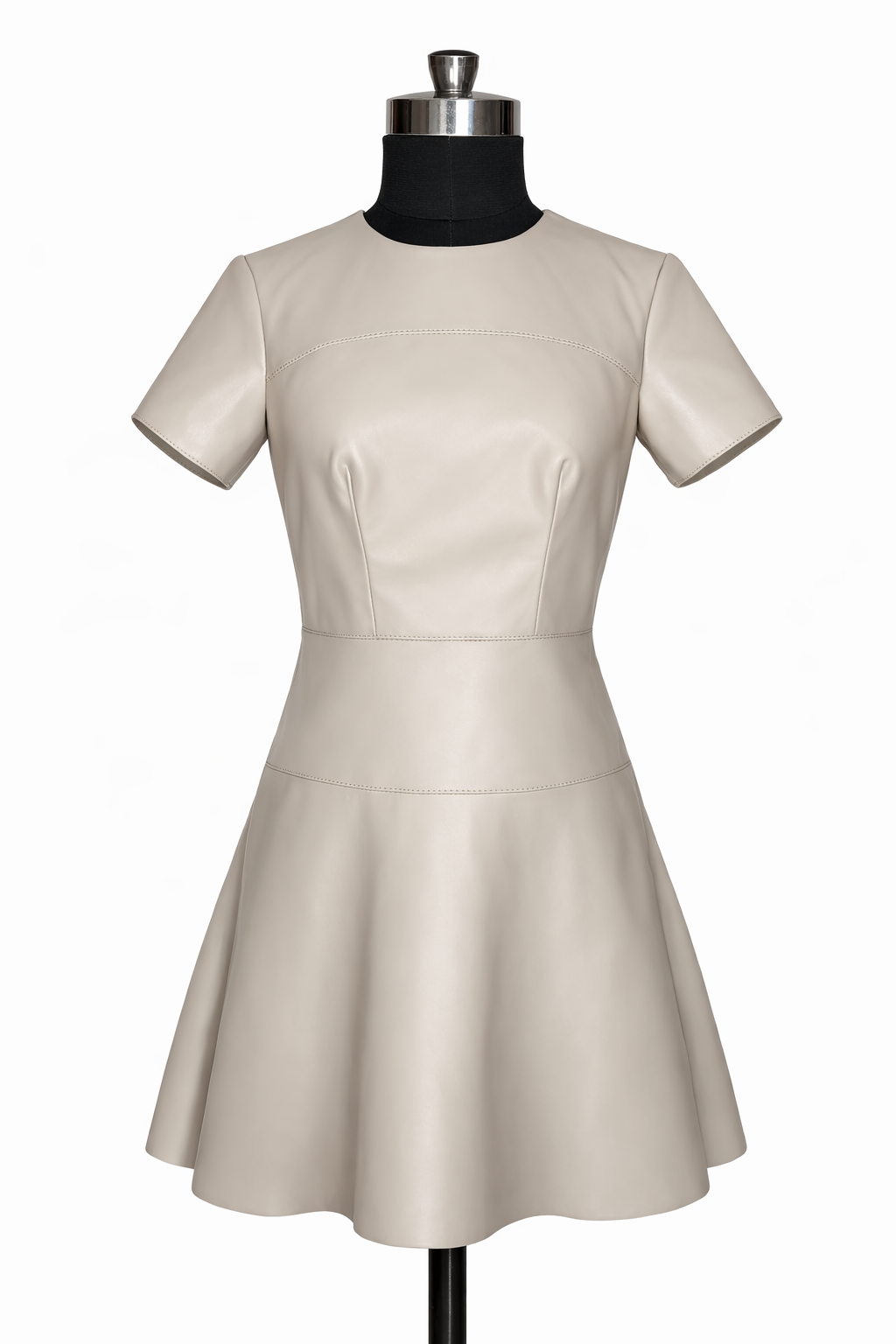Genuine Lambskin Leather Red Fit & Flare Dress