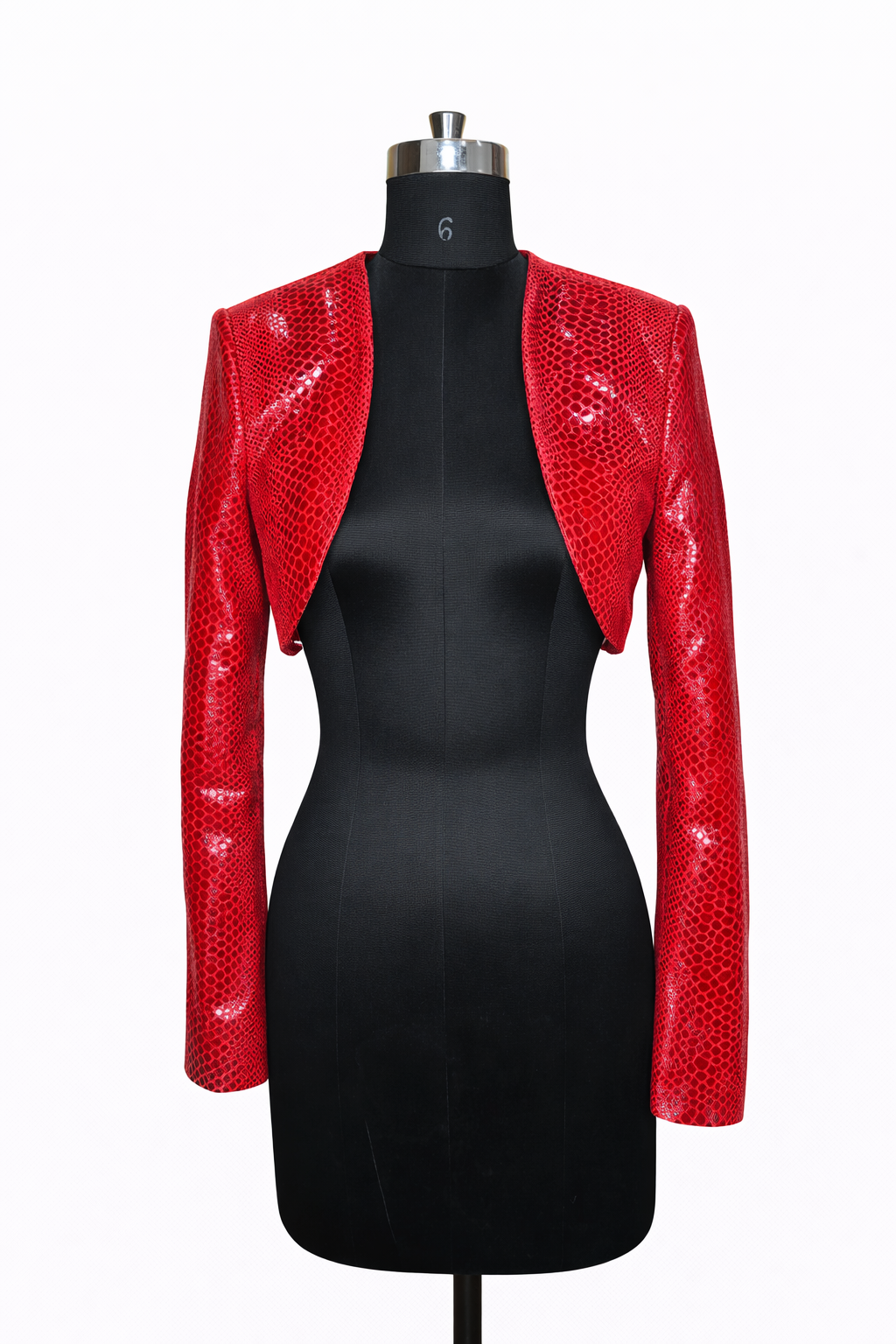 Genuine Lambskin Leather Snake Print Cropped Bolero Jackets