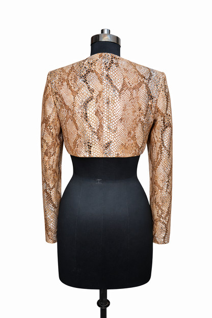 Genuine Lambskin Leather Snake Print Jacket