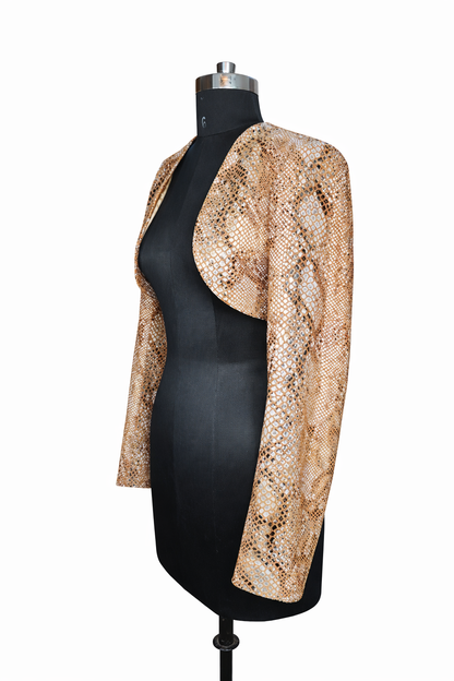 Genuine Lambskin Leather Snake Print Jacket