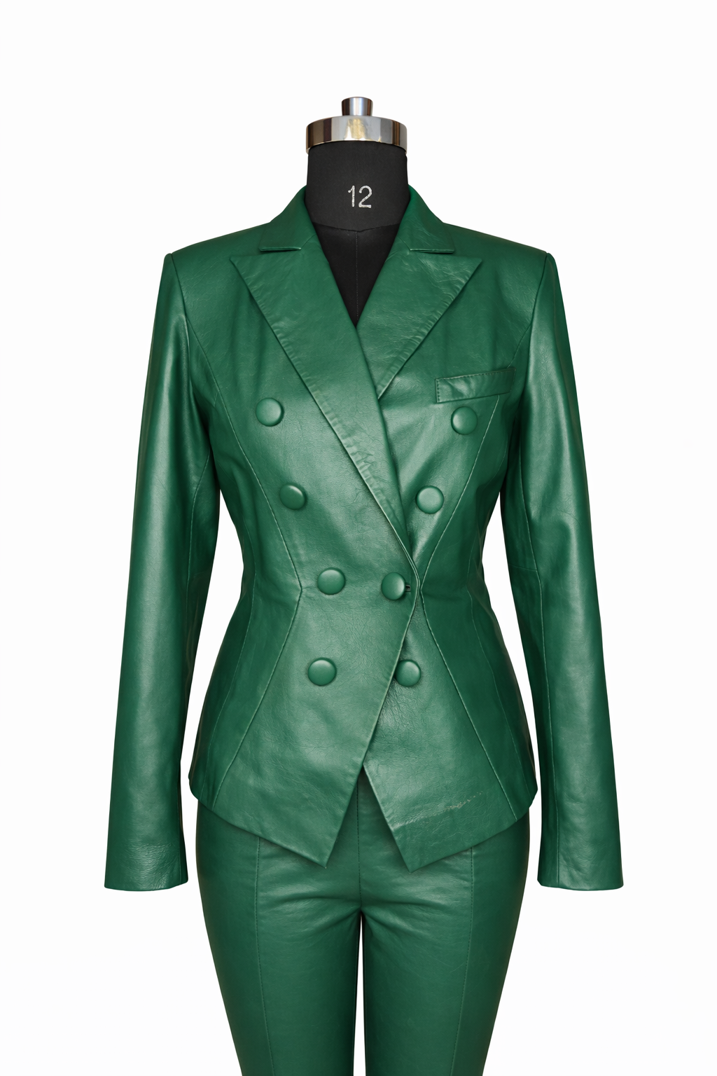Genuine Lambskin Leather Blazer & Pants Suit Set