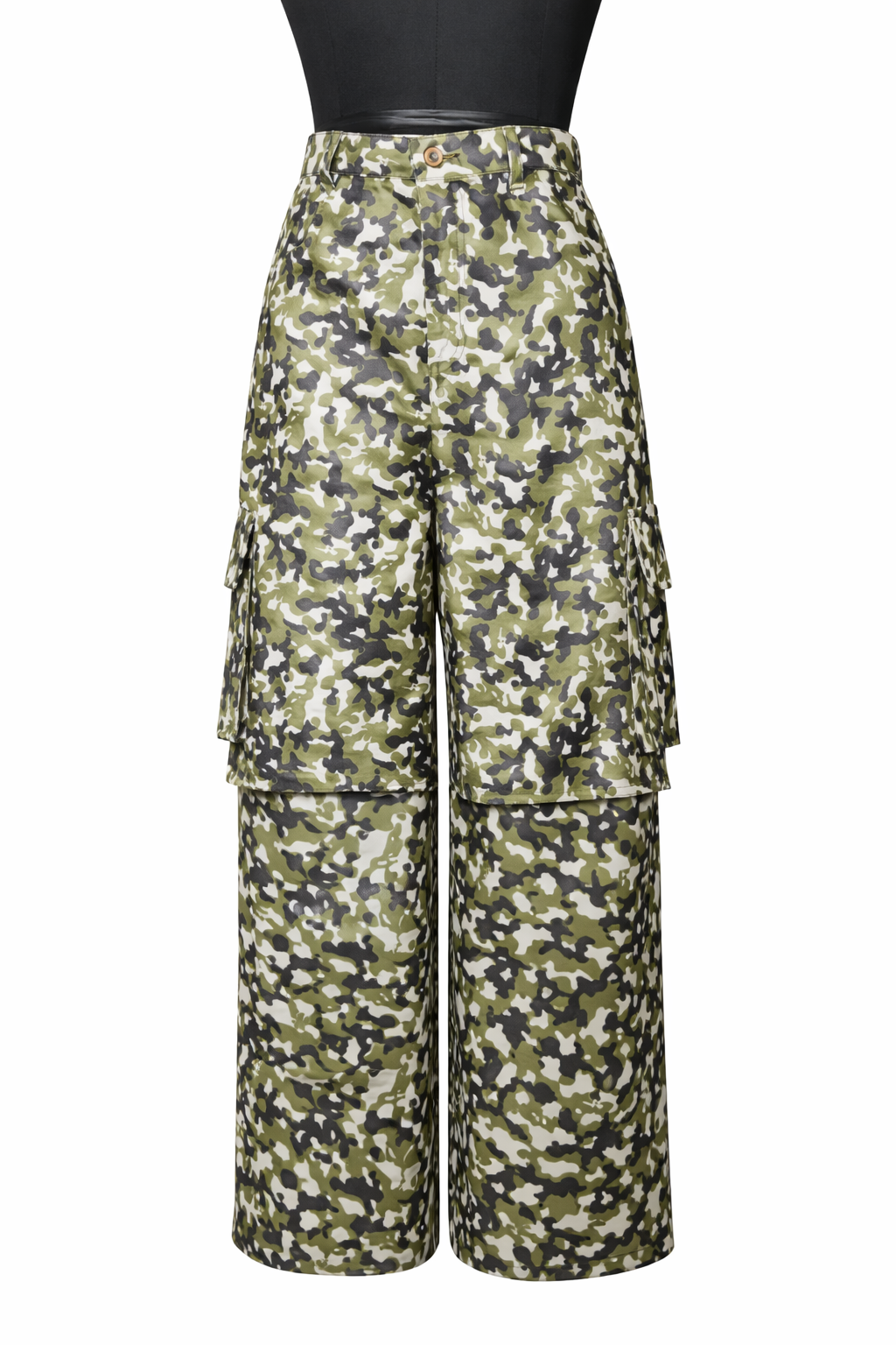 Genuine Lambskin Leather Military Print  Cargo Pants