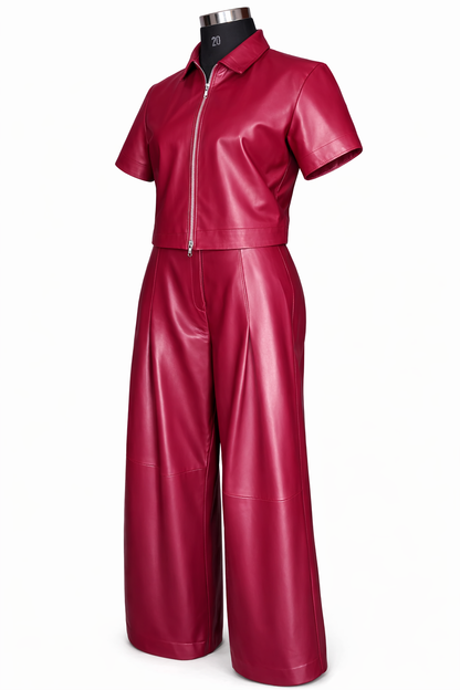 Genuine Lambskin Leather Two-Piece Set
