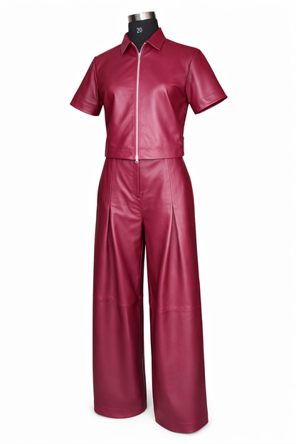 Genuine Lambskin Leather Two-Piece Set