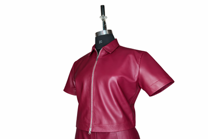 Genuine Lambskin Leather Two-Piece Set