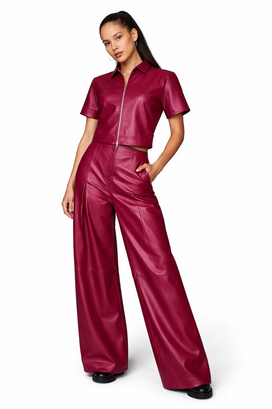 Genuine Lambskin Leather Two-Piece Set