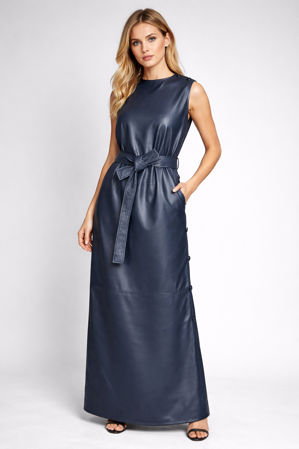 Genuine Lambskin Leather Maxi Dress