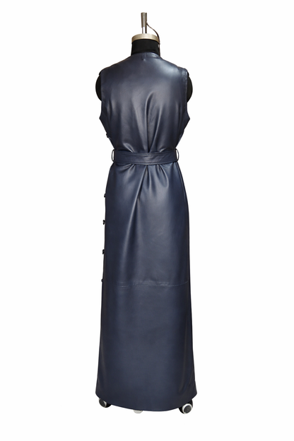 Genuine Lambskin Leather Maxi Dress