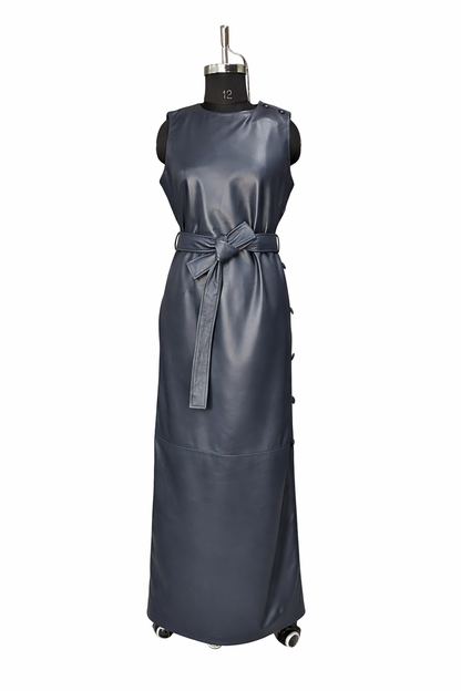 Genuine Lambskin Leather Maxi Dress