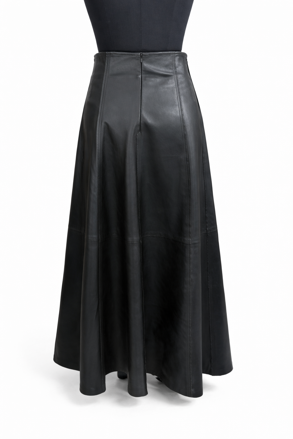 Genuine Lambskin Leather A-Line Maxi Skirt