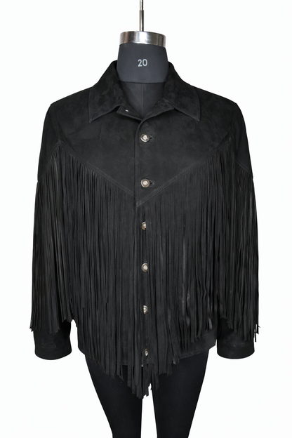 Genuine Suede Leather Fringe Jacket