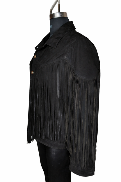 Genuine Suede Leather Fringe Jacket
