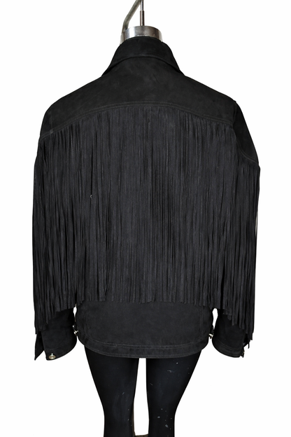 Genuine Suede Leather Fringe Jacket