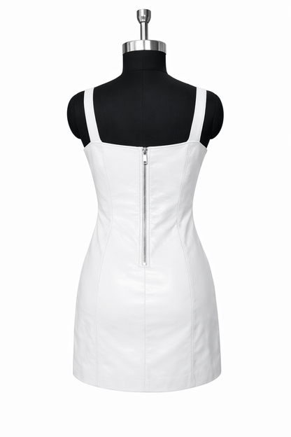 Genuine Lambskin Leather Mini Dress