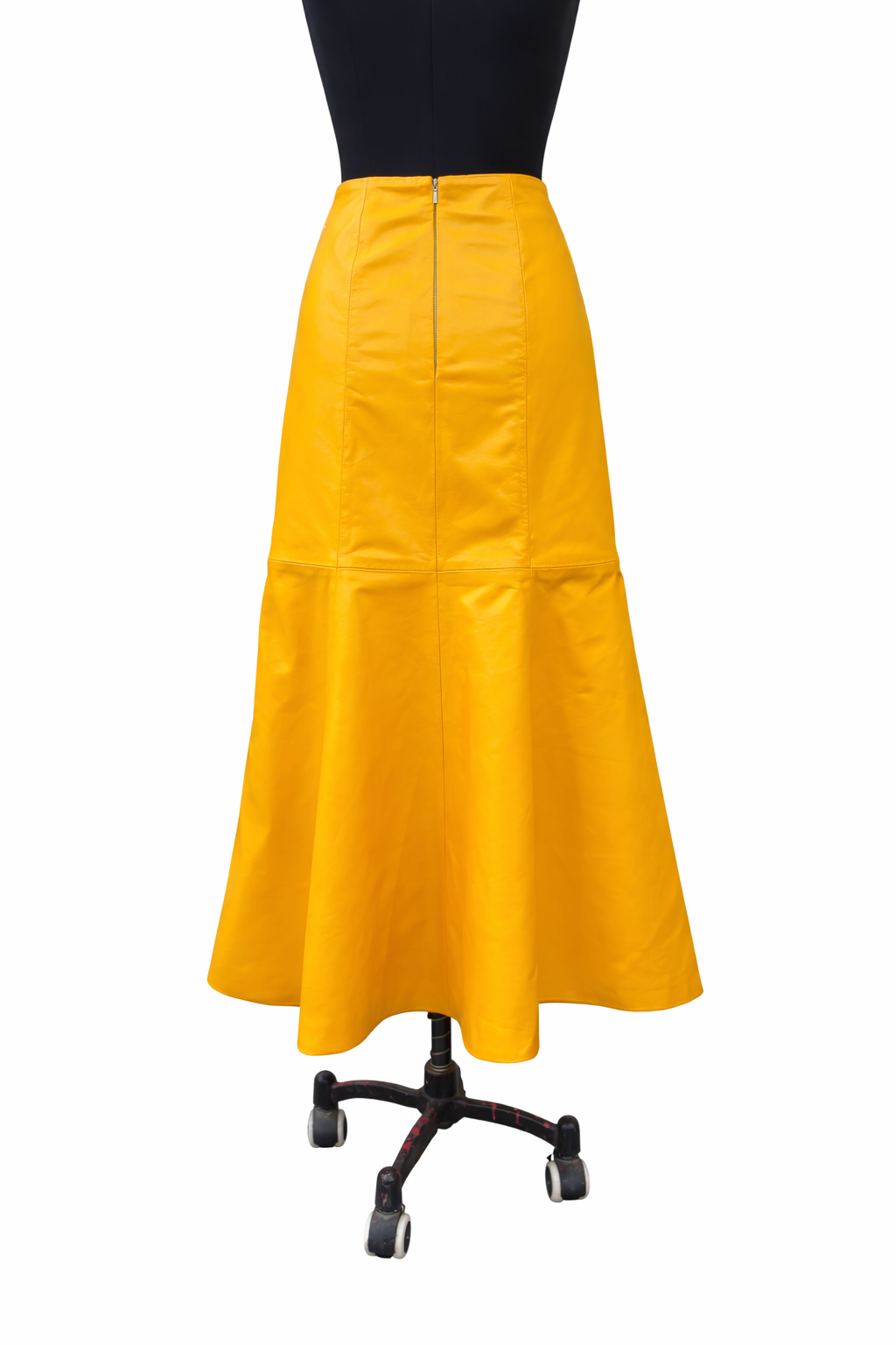 Genuine Lambskin Leather A-Line Maxi Skirt