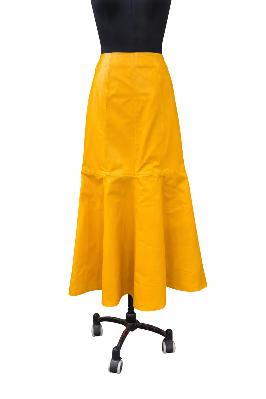 Genuine Lambskin Leather A-Line Maxi Skirt