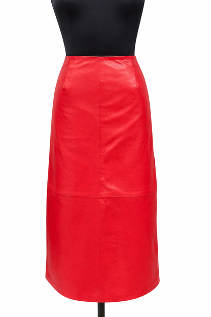 Genuine Lambskin Leather A-Line Maxi Skirt