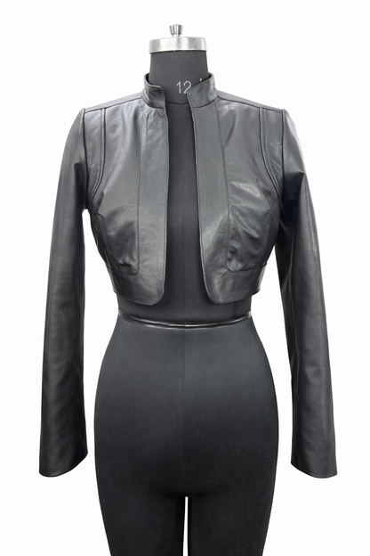 Genuine Lambskin Leather Cropped Bolero Jacket