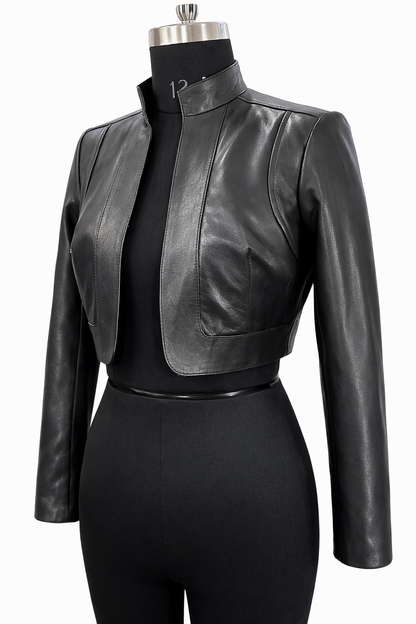 Genuine Lambskin Leather Cropped Bolero Jacket