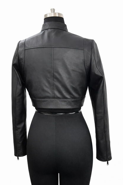 Genuine Lambskin Leather Cropped Bolero Jacket