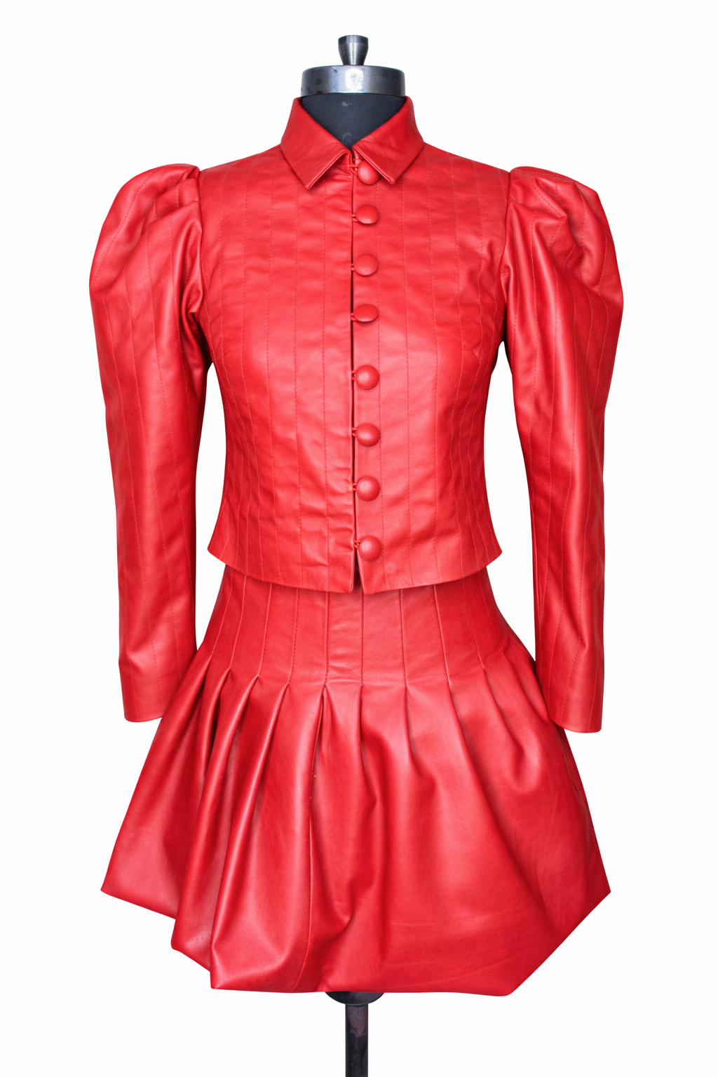 Genuine Lambskin Leather Red Two-Piece Set