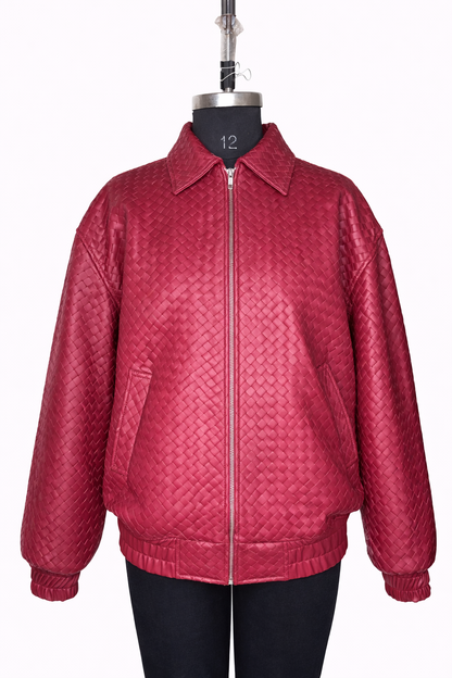 Genuine Lambskin Leather Handwoven Jacket