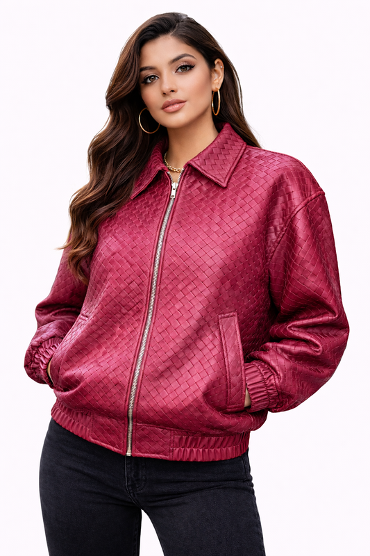 Genuine Lambskin Leather Handwoven Jacket