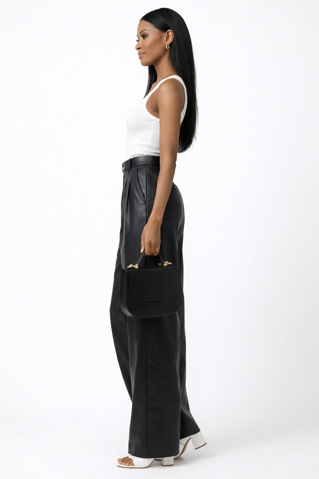 Genuine Lambskin Leather Wide Leg Pants