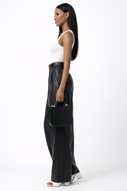 Genuine Lambskin Leather Wide Leg Pants